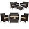 4 Pieces Comfortable Outdoor Rattan Sofa Set With Glass Coffee Table